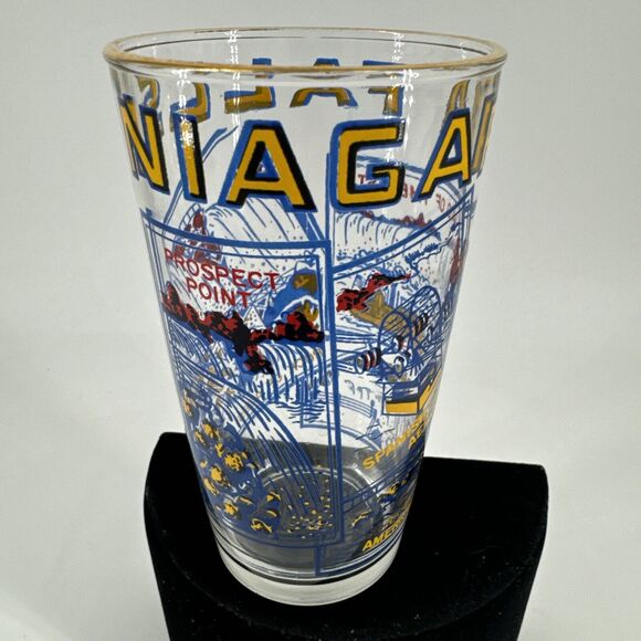 Niagra Falls Glass Tumbler Gold Rim Vintage Collectible Free Shipping - Picture 7 of 14